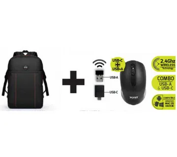 Port premium pack ruksak 15,6" + bežični miš, crna - Umag