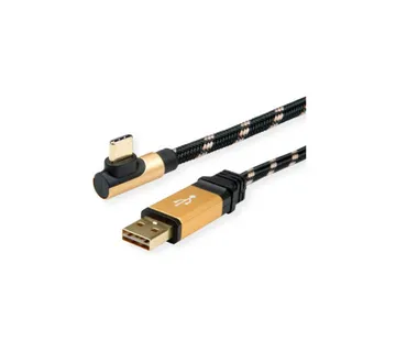 Roline GOLD USB2.0 kabel TIP A (M) - USB-C (M) kutni, 3.0m, crno/zlatni - Umag