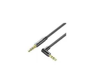 Vention Cotton Braided 3.5mm Male to Male Right Angle Audio Cable 2m, Black - Umag