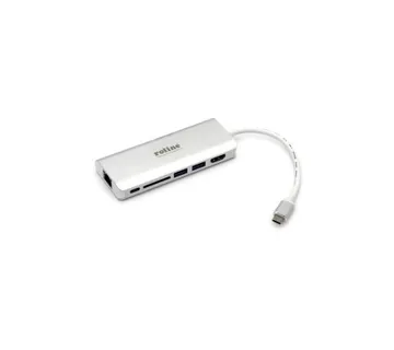 Roline USB-C docking station, 4K HDMI, 2×USB 3.0/3.2 Gen 1, 1×SD/TF čitač kartica, 1×USB-C power, 1×G-LAN - Umag