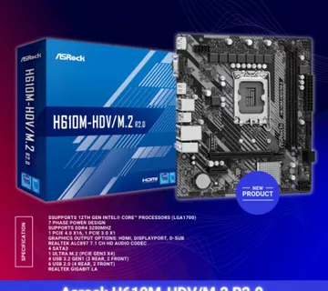 Asrock Intel LGA1700 H610M-HDV M.2 R2.0 - Umag