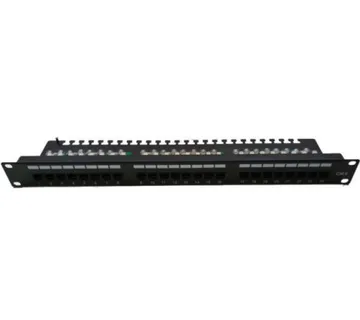 Masterlan patch panel 19" 24xRJ45, Cat6, 1U, with tie bar, black - cover