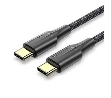 Vention Nylon Braided USB 2.0 C Male to C Male 3A Cable 1M Black LED Type - Umag