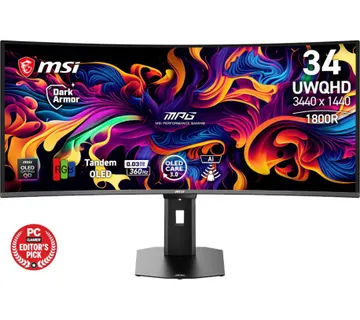Monitor MSI MPG 341CQR QD-OLED X36 / 86,4 cm (34") / 3440x1440 (UWQHD) / QD-OLED / 360Hz / 0.03 ms (GTG) / 300 nits / 1500000 - Umag