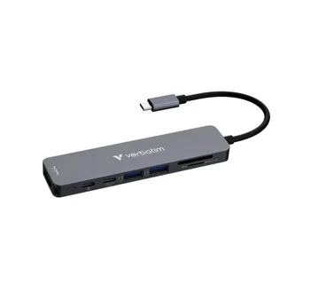 Verbatim USB-C Essentials Multiport Hub 7 priključaka: HDMI, USB-C, USB-C 3.2 Gen 1, 2 x USB-A 3.2 Gen 1, SD i microSD - Umag