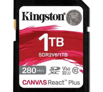 Kingston 1TB SDXC Canvas React Plus UHS-II 280R/150W U3 V60 for Full HD/4K - Umag