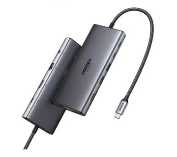 UGREEN 11-portni USB-C HUB na 2×USB-A 3.2, 2×USB-C 3.2, 1× USB-C 100WPD, 1×3.5mm, 1×USB-A 3.0, VGA/HDMI 60 Hz, 1×RJ45, 1×SD/T - Umag