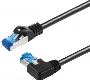 Transmedia Cat6A SFTP Patch Cable, RJ45 plug angled down, 1,5 m - Umag