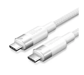 Vention USB 3.2 Gen2 C Male to C Male 10Gbps Cable 1M White Aluminum Alloy Type - Umag