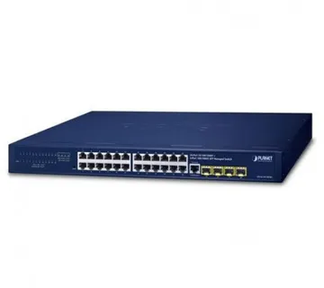 Planet 24-Port 10 100 1000T 4-Port 100 1000X SFP Managed Gigabit Switch with 36-72V DC Redundant Power - Umag