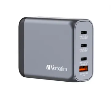 Verbatim GNC-100 GaN zidni punjač 100W, 2×USB-C PD 100W / 1×USB-C PD 65W / 1× USB-A QC3.0 - Umag