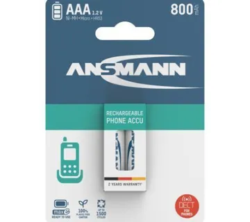 Ansmann Dect NiMH Rechargeable battery AAA HR03 800 mAh maxE 2 pcs. - Umag