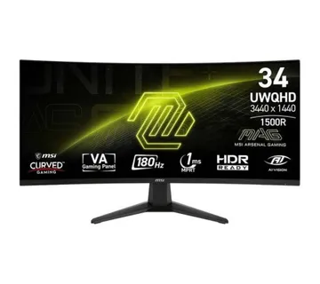 MSI MAG 346CQ, 34", UWQHD, VA, 1500R Curved, 180Hz, AMD FreeSync Premium, HDR Ready, 2x HDMI 2.0b, 1 - Umag