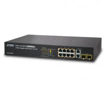 Planet 10-Port Web Managed PoE Switch (8x 100Mbps 802.3at PoE (125W) 2x combo GbE SFP) Uplink Ports Rackmount Desktop Sw - Umag