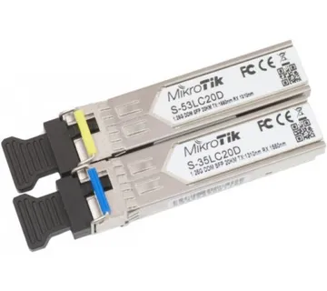 MikroTik Pair of 1G SFP WDM BiDI (LC,SM)-20km fiber modules - Umag
