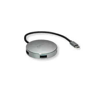 Roline Hub 4-porta USB 3.2 Gen1, USB-C kabel, 0.15m - Umag