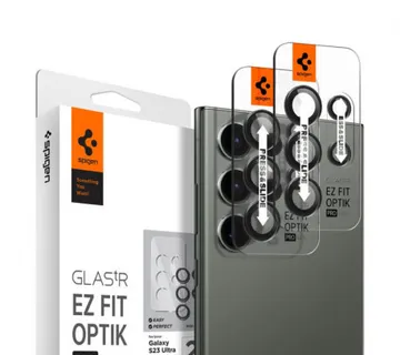 Spigen Glass EZ Fit Optik Pro, zaštitno staklo za kameru telefona, 2 kom, crno - Samsung Galaxy S23 Ultra (AGL05950) - Umag