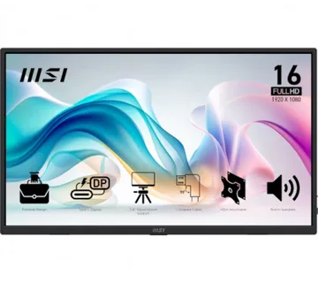 Monitor MSI PRO MP165 E6 / 15.6" / FHD / IPS / 60Hz / 4ms (GtG) / portable / black - PD 15W - Umag