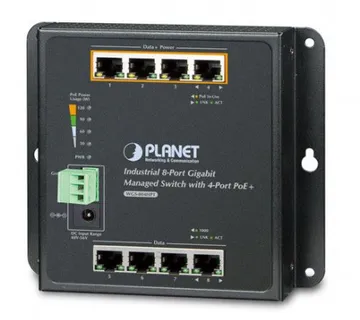 Planet Industrial 8-Port 10 100 1000T Wall-mount Managed Switch with 4-Port PoE (-40~75 degrees C) - Umag