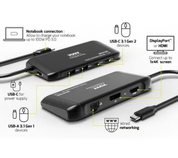 Port docking travel USB-C,1x4K ili 2xFHD, do 100W - Umag