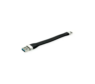 Roline USB3.2 Gen 1 silikonski kabel TIP A-C M/M, 0.11m, crni - Umag