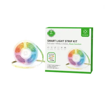 WOOX WiFi Smart LED traka RGB + muzička funkcija, 5m, 24W, 3000K-6500K, vodootporna, WooxHome app, glasovna kontrola - Alexa - Umag