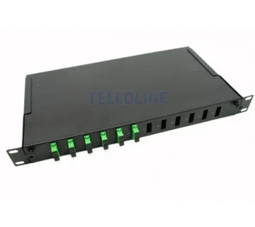 NFO Patch Panel 1U 19" - 12x SC Duplex, Pull-out, 1 tray, Black - Umag
