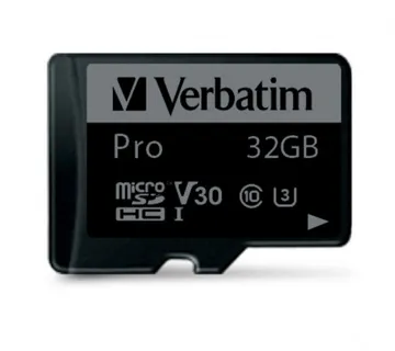 Verbatim memorijska kartica PRO Micro SDHC 32GB, U3, A2, V30, Class 10 Card + adapter - cover