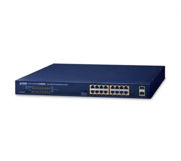 PLANET Gigabit PoE preklopnik 16-port 10/100/1000T 802.3at PoE + 2-Port 1000X SFP (240W) - Umag