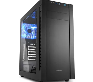 Sharkoon S25-W Midi Tower ATX kućište, prozirna bočna stranica, bez napajanja, plavi LED, crno - Umag