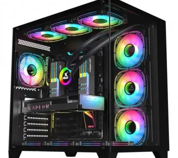 NaviaTec Seafarer Gaming case ATX with 7x ARGB Fans, Tempered Glass Sides - Umag
