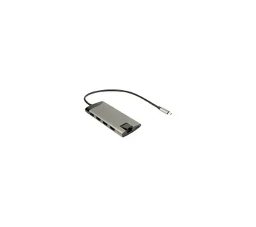 Inter Tech USB Type C docking station with 3x USB 3.0 Type A, 4K HDMI, RJ45 gigabit network connecti - Umag