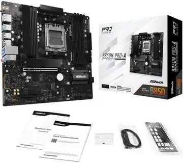 ASRock MB B850M PRO-A, S.AM5, 4xDDR5/8000(OC), PCIe 5.0, 2.5 G-LAN, USB-C, HDMI/DP, mATX - Umag
