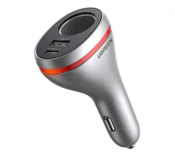 UGREEN auto punjač 84W, USB-C, USB-A, PD, QC 3.0, srebrni - Umag
