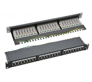 NaviaTec Cat6 Shielded 24-Port Patch Panel Black - Umag