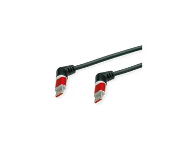 Roline 360° USB 2.0 kabel, C-C, M/M, 60W, okretni konektori, crveno/crni, 2.0m - Umag