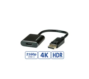 Roline adapter/kabel DisplayPort - HDMI, M/F, v1.4, aktivni, 4K60, 0.15m - Umag