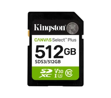 Kingston 512GB SDHC Canvas Select Plus Gen 3 150R512GB SDXC Canvas Select Plus 150R C10 UHS-I U3 V3 - Umag