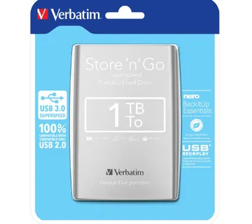 Externi hard disk Verbatim 53071 Store 'n'Go 2,5" 1TB USB 3.0 Gen1 silver - Umag