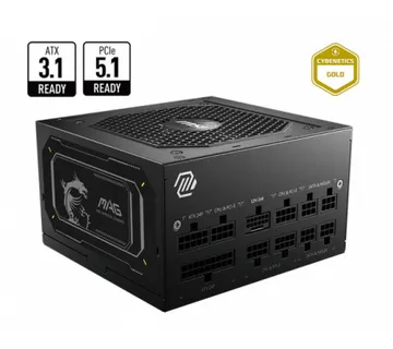 MSI PSU MAG A750GL PCIE5 II, 750W 80Plus Gold, 120mm Fan Active PFC, Fully Modular, 12VHPWR, ATX 3.1 - Umag
