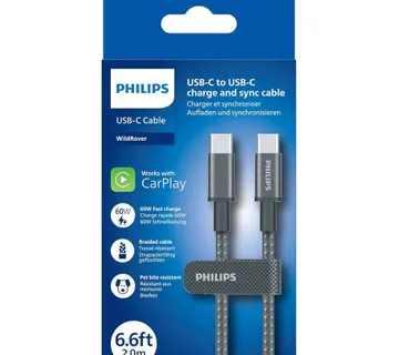 Philips USB-C na USB-C kabel, 2m, 3A, 60W, 480Mbps - Umag