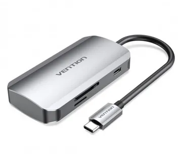 Vention USB-C to USB3.0x3 SD TF PD Hub 0.15M Gray - Umag