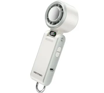 Vention USB 5V Speed (1-100) Adjustable Handheld Foldable High-Speed Cooling Fan White LED Display Type - Umag