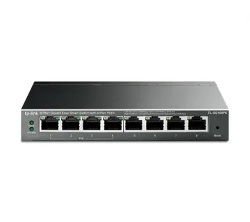 TP-Link 8-port Gigabit PoE Easy Smart preklopnik (Switch), 8×10/100/1000M RJ45, 4×PoE+, metalno kućište, 13" (64W) - Umag