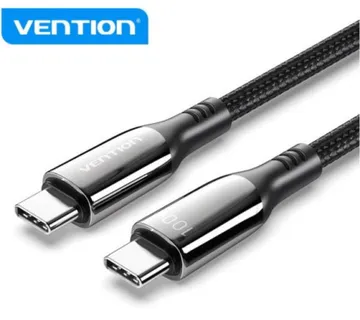 Vention Cotton Braided USB 2.0 C Male to C Male 5A Cable 1,2m, Black - Umag