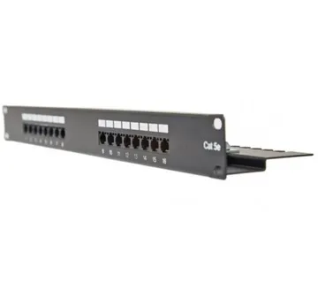 Masterlan patch panel 19", 16xRJ45, Cat5e, 1U, with tie bar, black - Umag