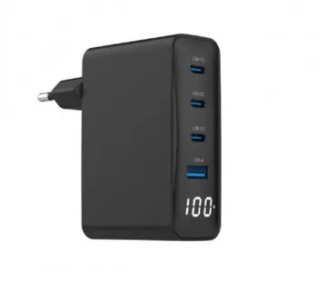 Gembird 4-port 100W GaN USB fast charger, LCD, black - Umag