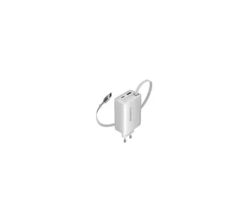 CANYON charger OnCharge 65RC Build-In Cable USB-C 65W 1xPD 1xQC EU White - Umag