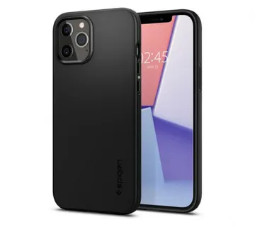 Spigen Thin Fit, zaštitna maska za telefon, crna - iPhone 12/Pro - Umag