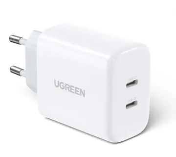 UGREEN zidni punjač 40W, 2×USB-C, PD3.0/QC4.0+, bijeli - Umag